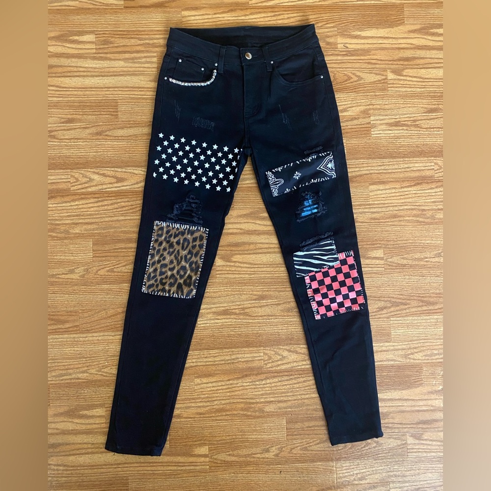 Patched Skinny Jeans. Never worn.